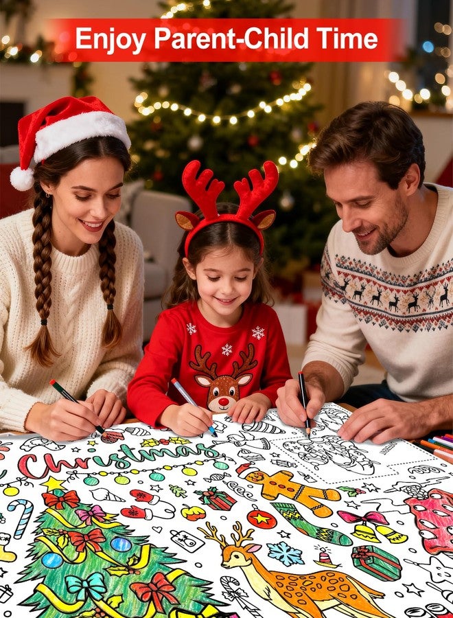 Diltik Christmas Giant Coloring Poster/Tablecloth- 30 x 72 Inch Jumbo DIY Poster with Santa & Reindeer - Holiday Arts Crafts, Winter Party Games, Classroom Activities Coloring Poster - Image 4